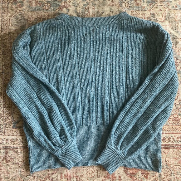 ✰ Hippie Rose Large Teal Ribbed Sweater ✰ - Picture 2 of 3
